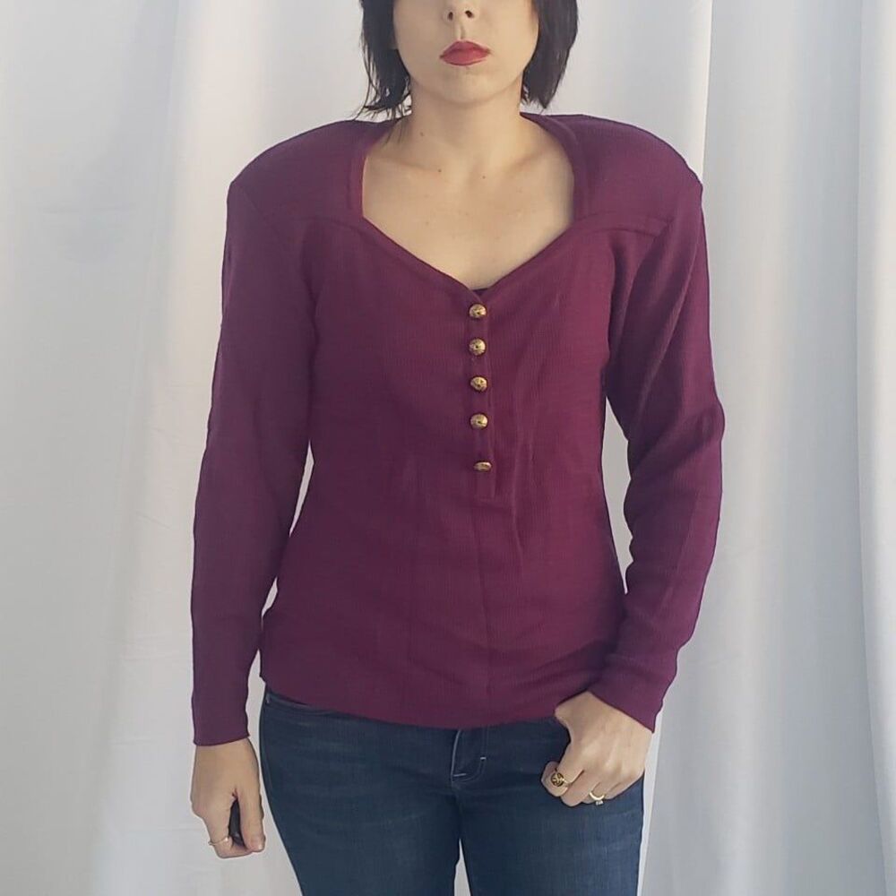 90s Deadstock Purpleโ Wool Long Sleeve Top
